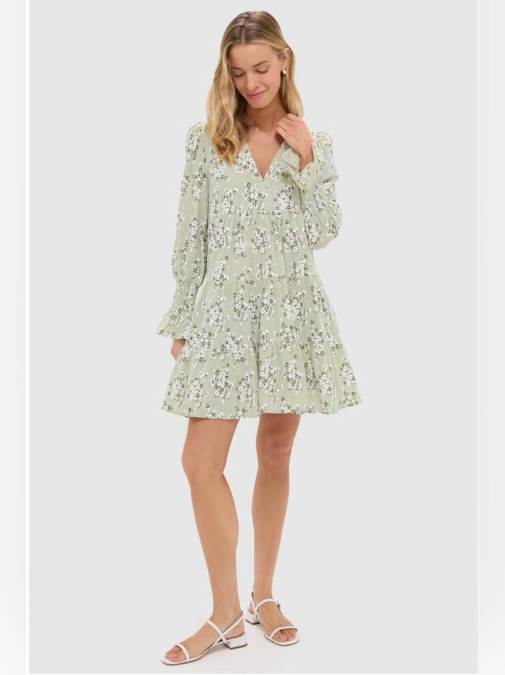 Pomander Place Tuckernuck Green Ditsy Floral Kenzo Dress XXS - Picture 2 of 6